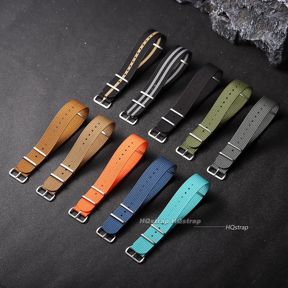 Quality Nylon Watch Strap for Smartwatch Silver Ring Buckle 18mm 19mm 20mm 22mm Man Women Ribbed Braid Replace Watch Accessories