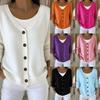 Damen Langarm Strick-Cardigans V-Ausschnitt Einreiher Pullover Mäntel Oberbekleidung Jacken
