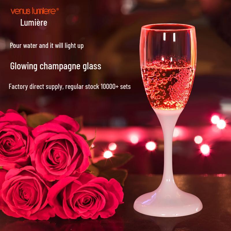 LED Champagne Glass: Creative Light-Up Cup for Weddings, Holidays & Parties, Activates with Water.