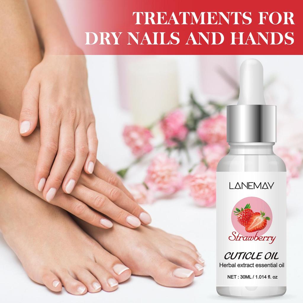 Strawberry Cuticle Oil-Repair Finger Nails-Herbal Extract Essential Oil With Strawberry Fragrance-30ml