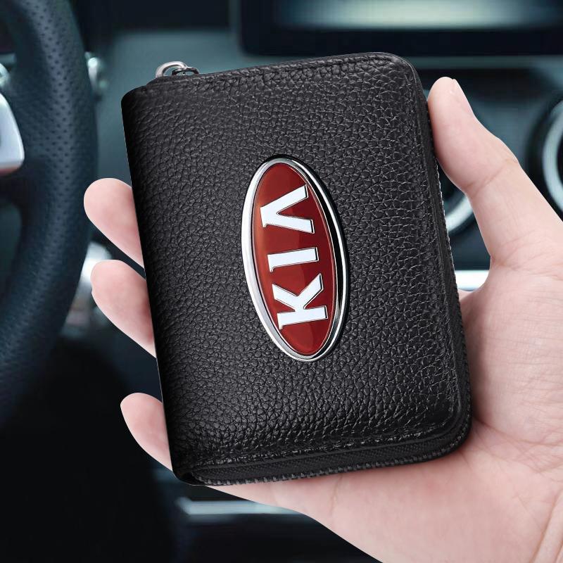 1pcs Fashion Leather Car Driver's License ID Card Bank Card Wallet Car Styling For Kia Rio Ceed Sportage Cerato Soul Sorento K2 K5 Flip Car Accessorie