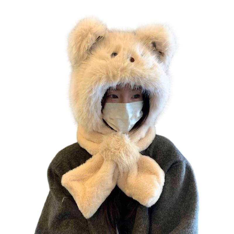 Furry Bear Warm Hat Trapper Hat Stylish Cap Warm Hat Ushanka Hat for Outdoor Winter Mask for Skiing Camping Hiking легкие хаки