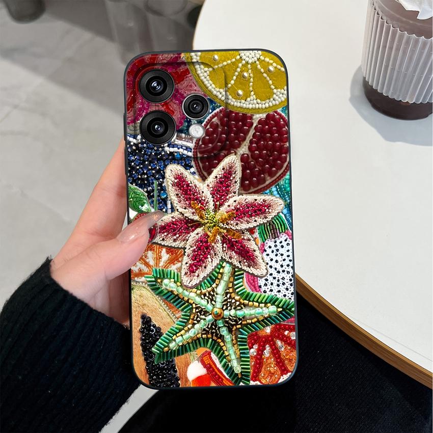 For Oppo Reno 15 14 13 12 11 Pro 15F 15C 11F Phone Shell Elegant Flowers Soft Liquid Silicone Lightweight Case for OPPO Reno Shockproof Durable Bumper