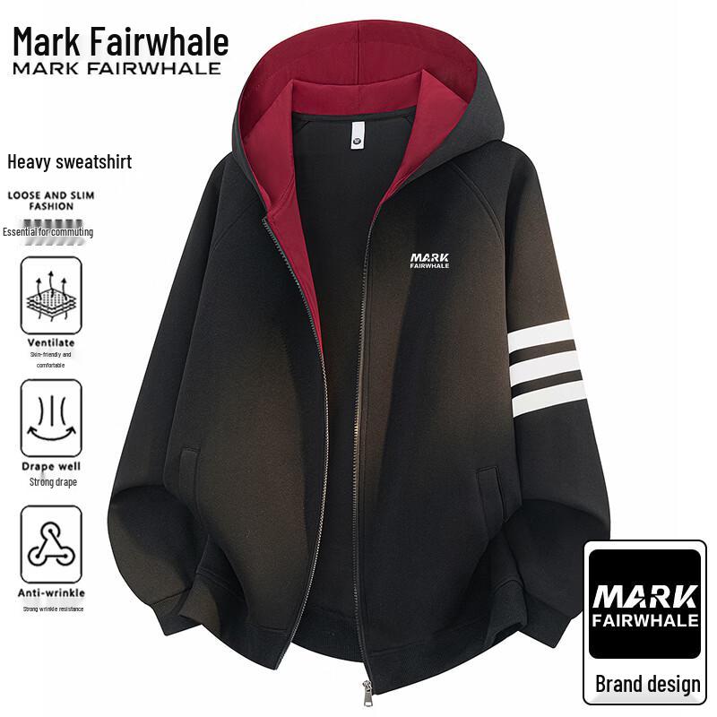Mark Fairwhale Men's Casual Hooded Zippered Sport Jacket