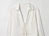 Autumn Women's Slimming Satin Tie-Up Flare Shirt