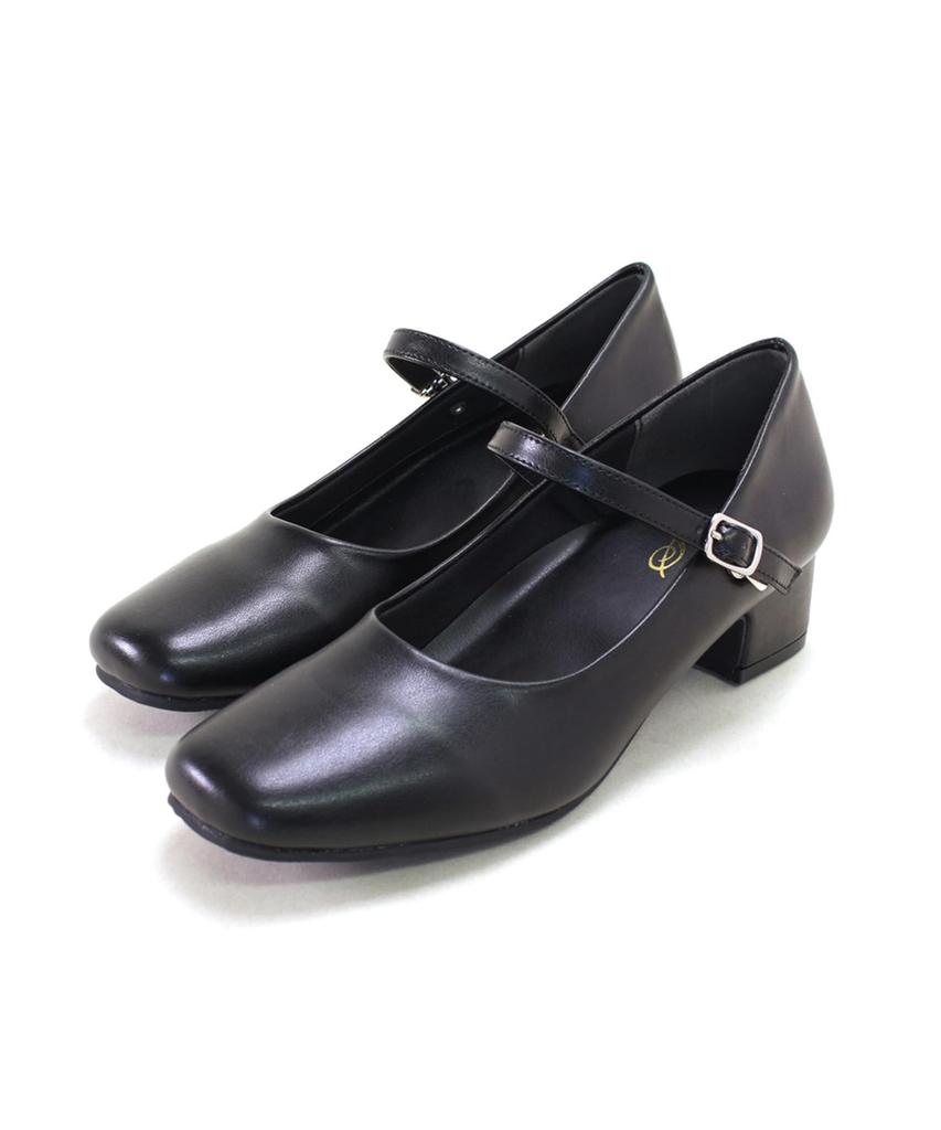 Sesto Women's Recruit Square Toe Low Heel Pumps, Wide, Size 24.0cm, Black, smpz23-116BLK-240