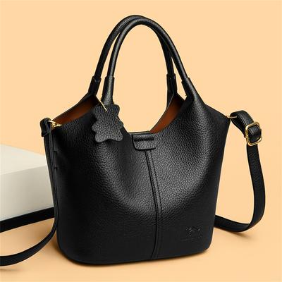 Bolsos de Cuero PU Suave para Mujer Bolso de Hombro Vintage Bolsos Cubo de Gran Capacidad de Diseñador de Lujo para Señoras