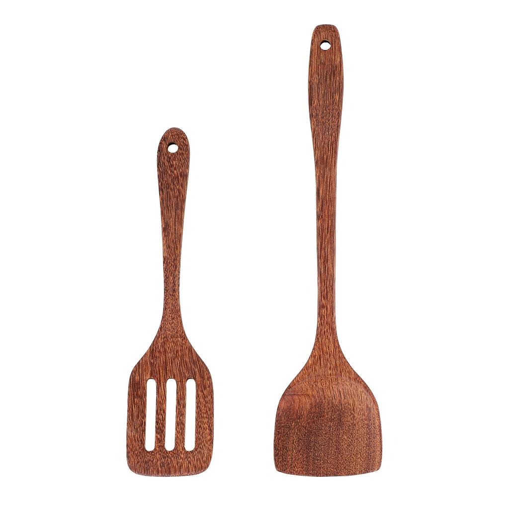 B-Est 2 Pack Wooden Spatula For Cooking,Wooden Wok Spatula Of Unpainted Handmade By Natural Wood