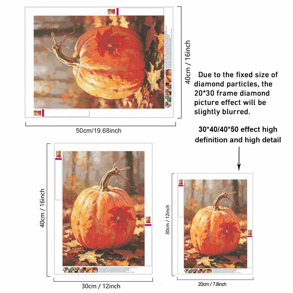 5D Diamond Painting Kit Autumn Pumpkin Full Drill Canvas Art DIY Rhinestone Craft for Modern Wall Decor