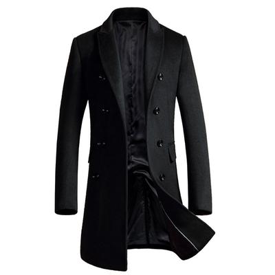 Autumn and Winter Men's Woolen Coat Medium and Long Korean Version Slim-fitting Double-breasted Youth Woolen Coat Trench Coat Men's Coat