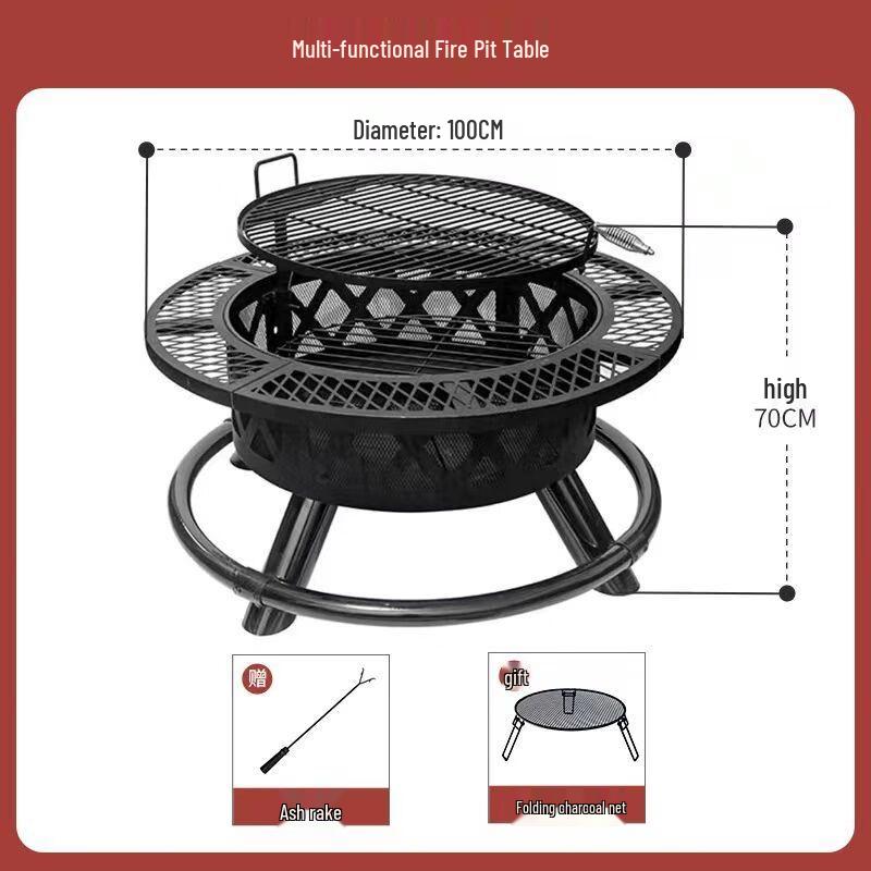 Outdoor Multifunctional Bonfire Fire Pit & BBQ Grill