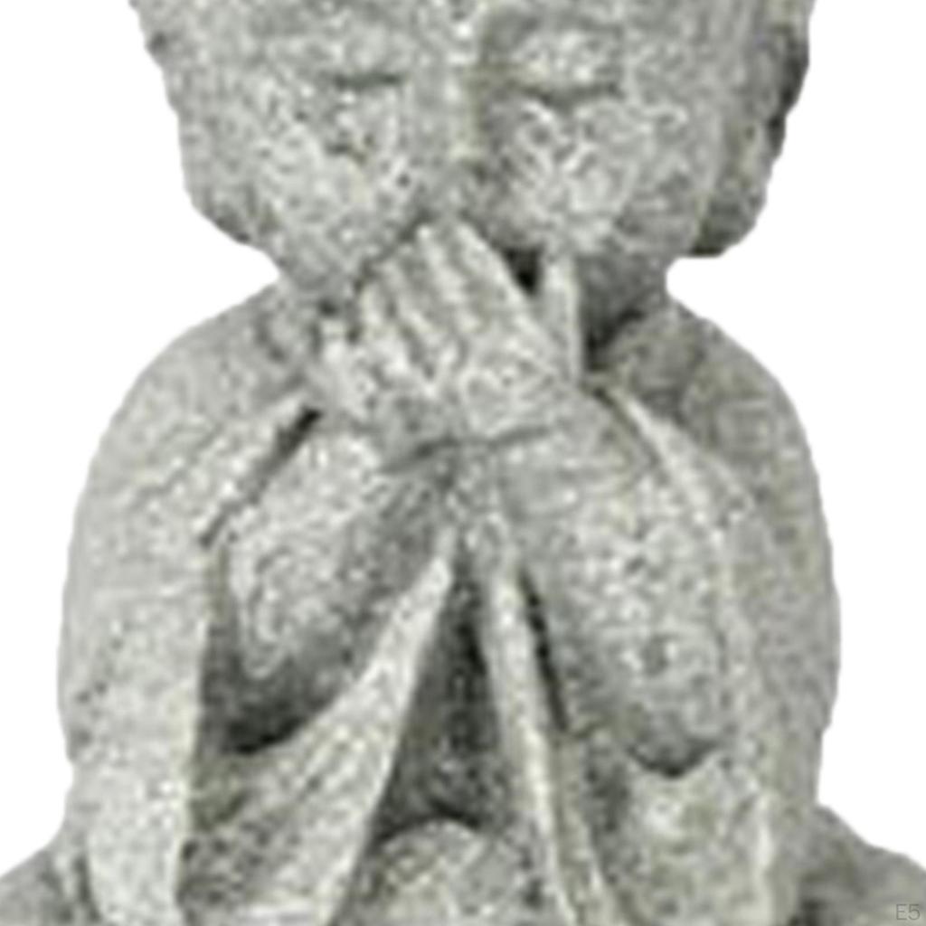 Cute Monk Figurine Buddha Ornaments Sitting Kung Fu Garden, Decorative Delicate Doll Meditating