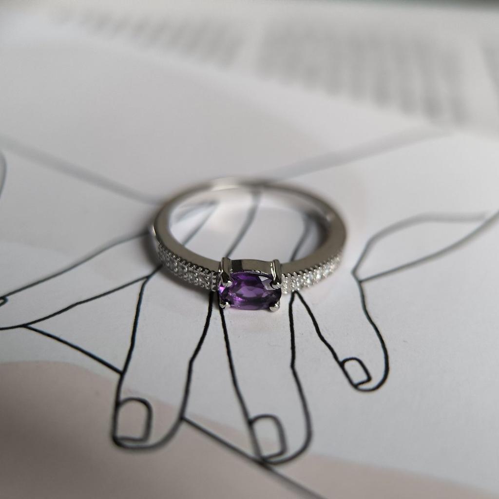 Silver Ring with Natural Amethyst 0.477ct, Item Weight 1.93 G (2179306)