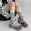 Koreanischer Stil Netz Patchwork Beinwärmer Lange Röhre Ausgestellte Beinwärmer Baumwolle Gestapelte Über-Knie-Socken Frühling Herbst