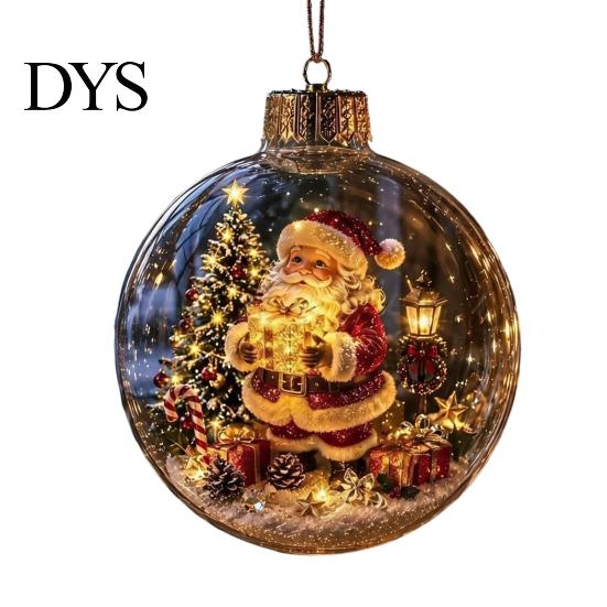 Window Wall Fireplace Decor Glowing Christmas Story Ornament, Mini Holiday Scene in Ball, Light Up Office Party Ornaments Clear Plastic Ball Xmas Tree