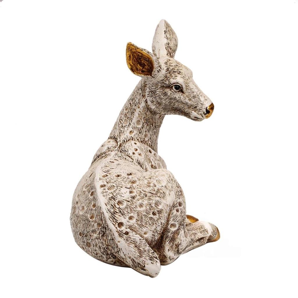 6" Deer Statue Showpiece Antique Finish Table Accent Collectible Figurines For Home Interior Decor Item Handicraft Wild Animal, Multi Colour