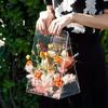 Acrylic Handheld Flower Box Transparent Reusable Gift Wrapping Bags Decorative Vase with Handles Handbag For Bridesmaid Wedding