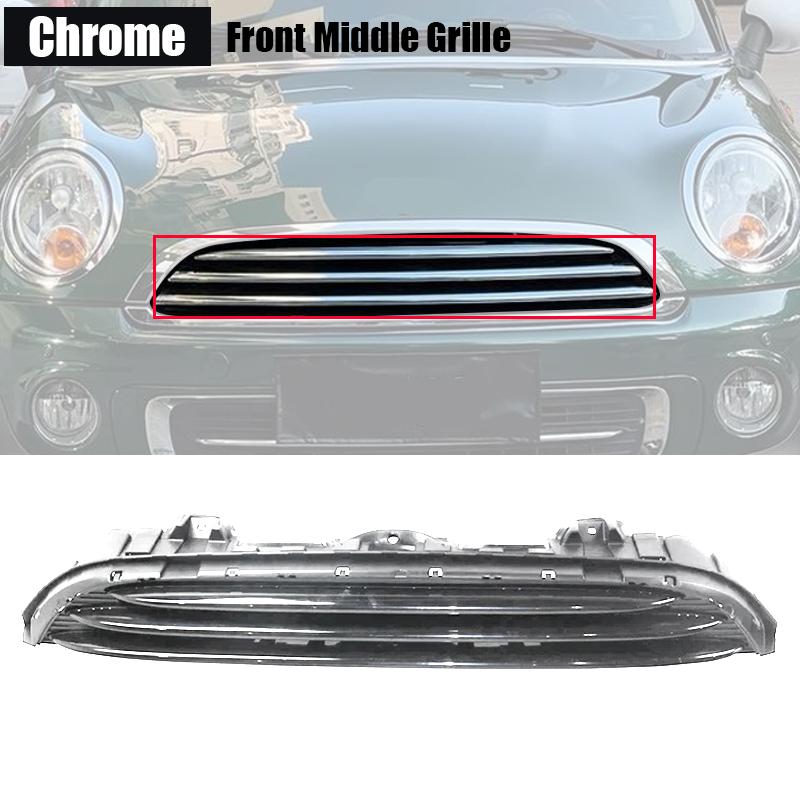 Car Accessories Front Bumper Middle Grille For BMW MINI F55 F56 F57 2014-2021 / R56 R55 R57 2011-2015 51117317264, 51137335529 Chrome-51117317264