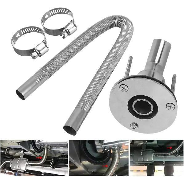 Stainless Steel 316 thru hull exhaust kit, Thru Hull Exhaust fitting 24mm Tube Pipe + 24'' Exhaust Pipe Parking Air Heater 1 Inch/25mm Inner Fitting