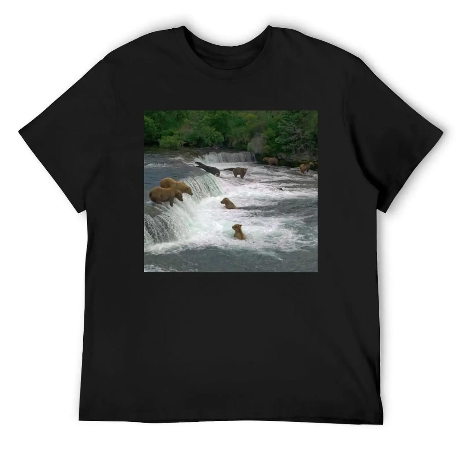 Brown Bears, Brooks Falls, Brooks River, Katmai National Park, Alaska T-Shirt Personalized t-shirt customs vintage t shirt men S