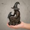 Decorative Witch Statue Halloween Tree Statue, Gothic Crow Resin Figurine, Retro Figurine Dark Fantasy Enchanting Ornament, Holiday Party Supplies