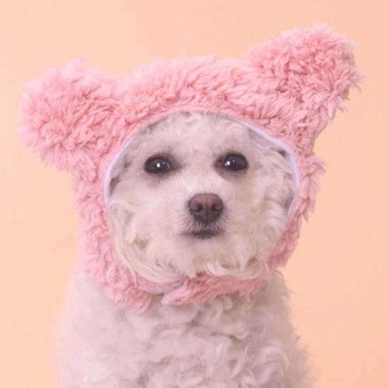 Pet Headgear Cartoon Shape Super Soft Fastener Tape Non-Fading Ultra-Thick Dress Up Polar Fleece Cat Headwear Pet Dog Winter Warm Hat