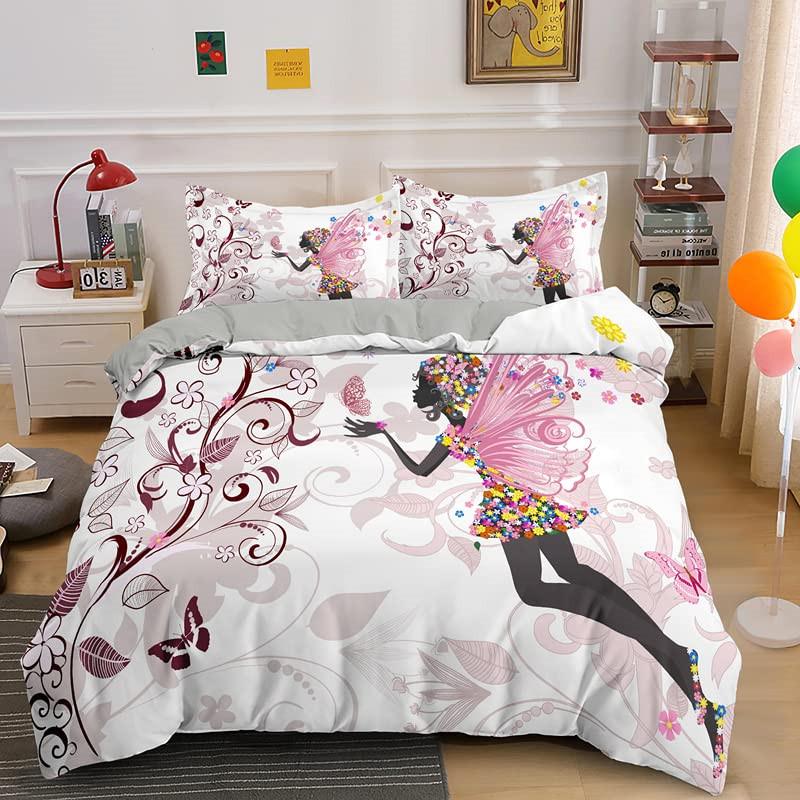 3D Angel Bedding Set Golden Luxury Bedclothes European Pattern Duvet Cover Retro Chain Comforter Cover 3 Piece For Girls Boys