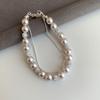 Elegant Pearl Crystal Bracelet Charm Double Layer Bracelet Sweet Beaded Hand Bangle  Gift