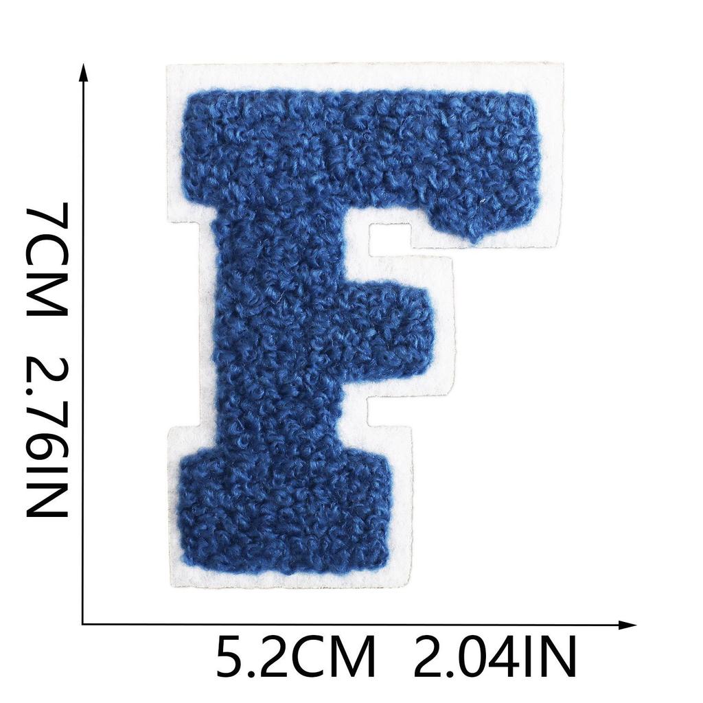 7cm White Background Royal Blue Text Embroidered Letter Patch for Bags & Decor