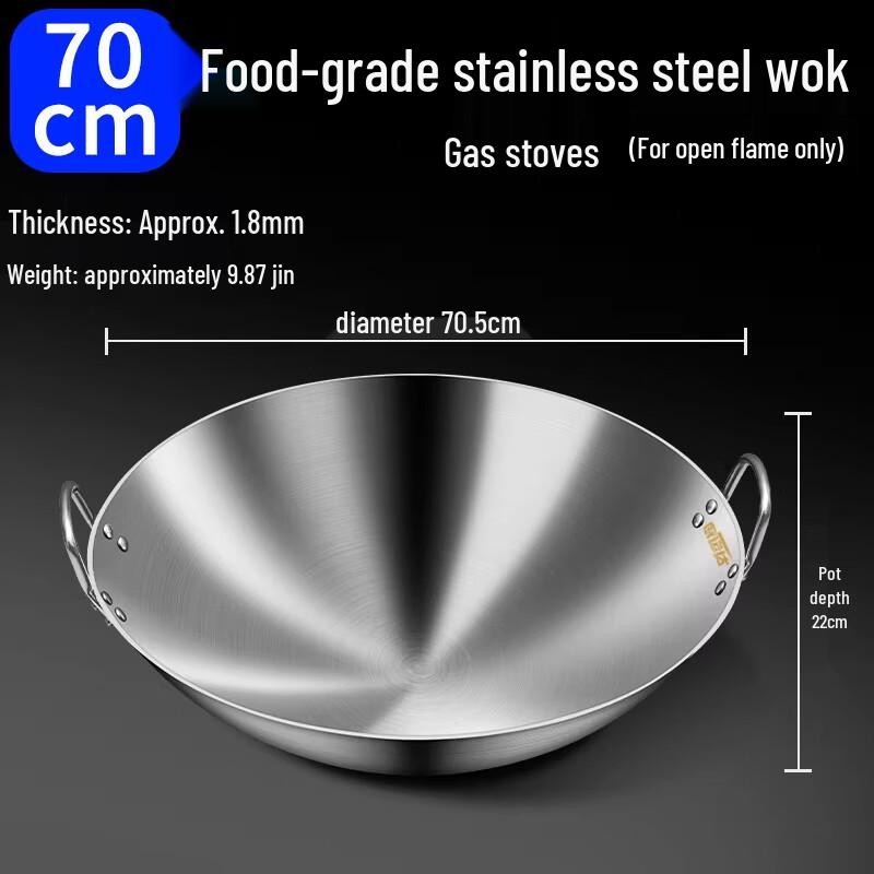 

Extra Large Thickened Stainless Steel Double-Handle Wok