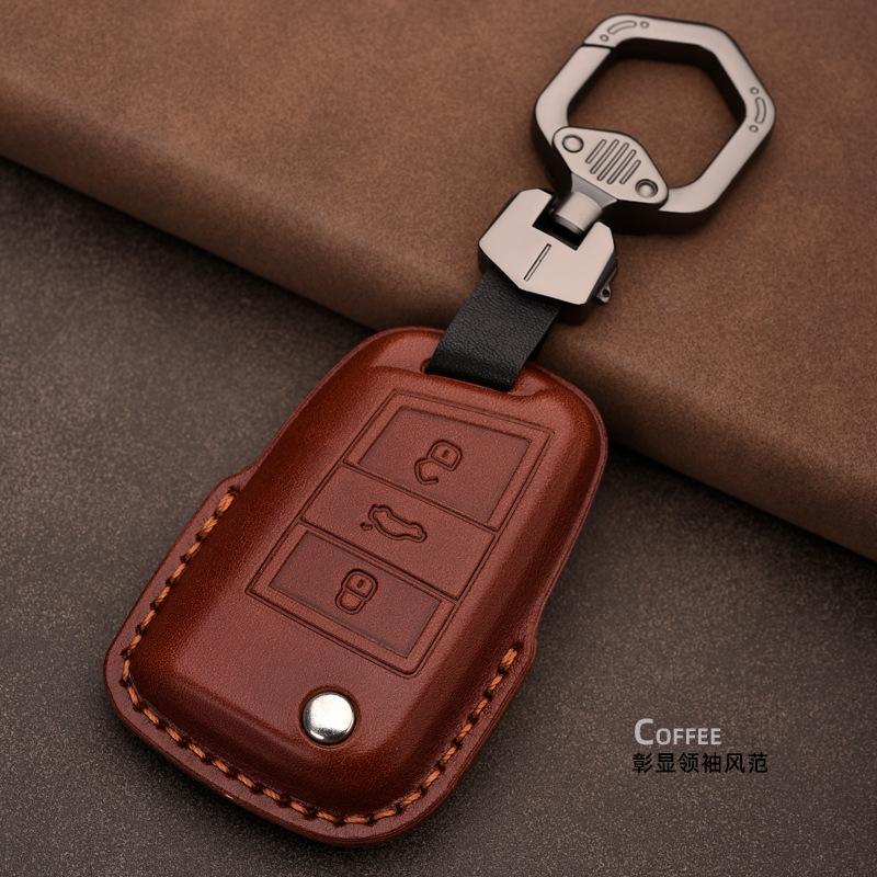 Suitable for Volkswagen Exploration Song Tuon Tuyue CC Bora 7 Golf 6 Leather Car Key Case Case Buckle Lingdu