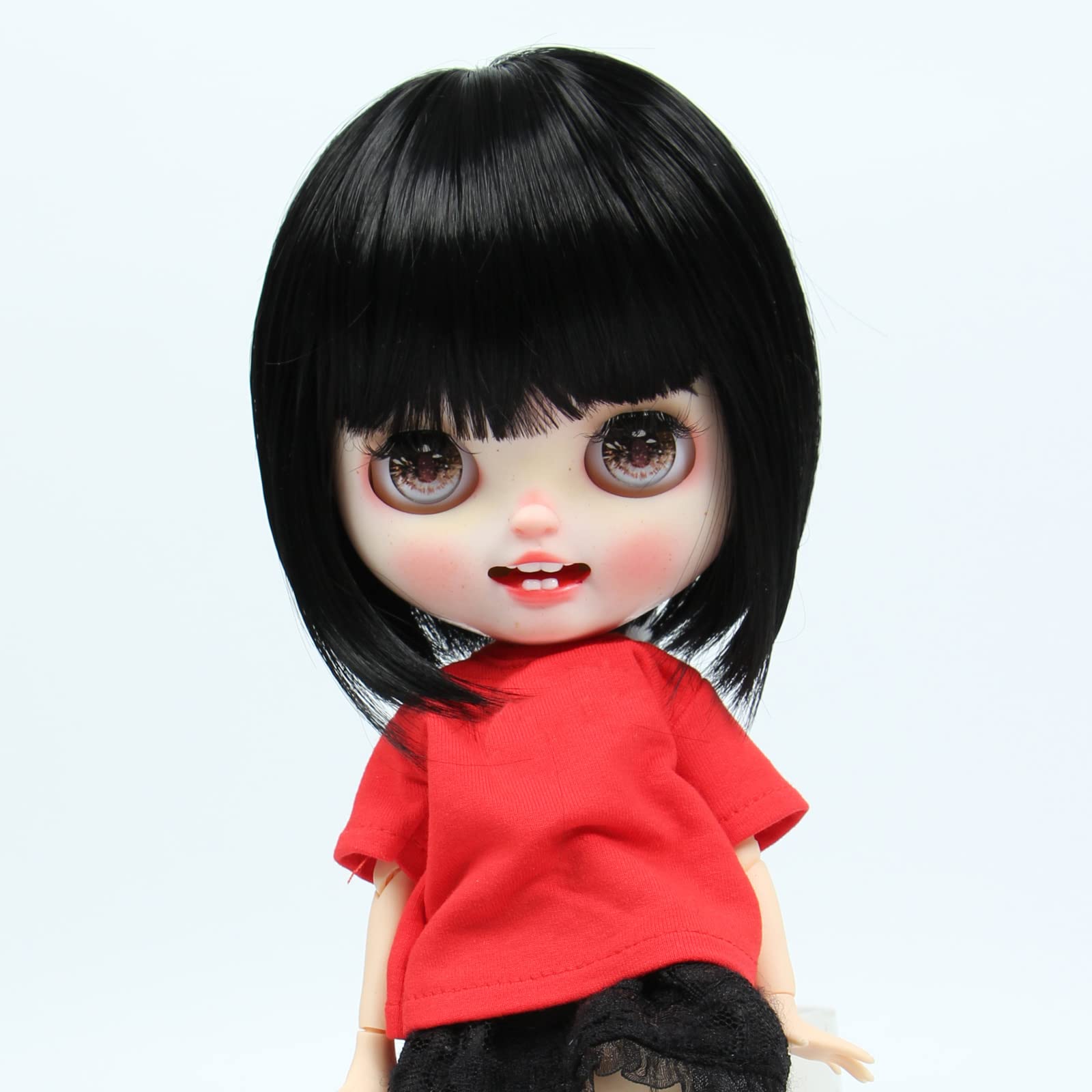 

Linfairy 9-10 inch Doll Wig (black bob)