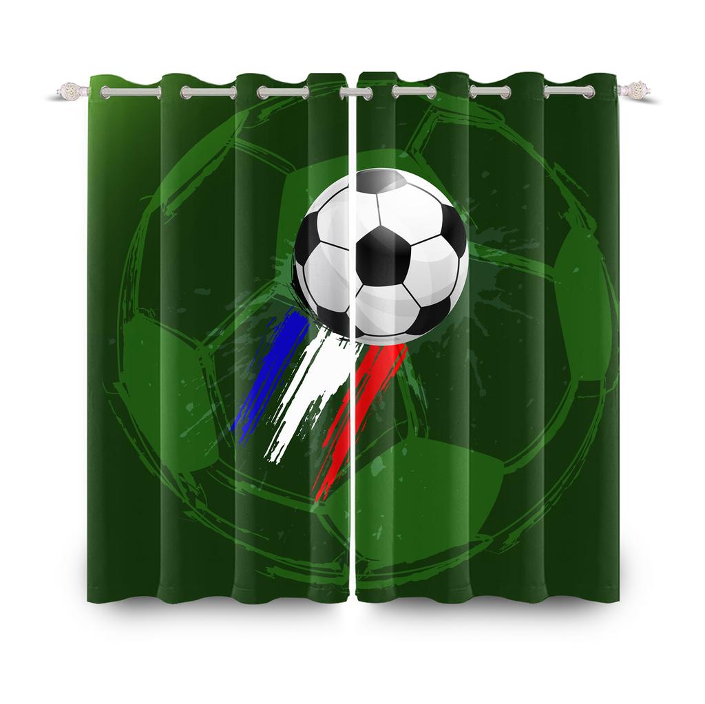 Football Soccer Theme Blackout Curtains Modern Sporty Design 2 Pcs Curtain For Bedroom Thermal Insulated Room Darkening Drapes
