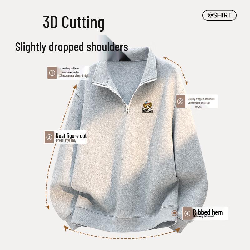 Mark Fairwhale Herren Stehkragen Halb-Zip Sweatshirt