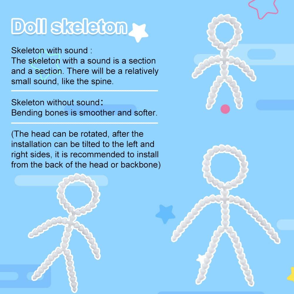 PH PandaHall 6 Pieces Stuffed Toy Skeleton for Dolls Skeleton Mascot Round Head Skeleton Movable Skeleton Limb Connector Doll Making Accessories Doll