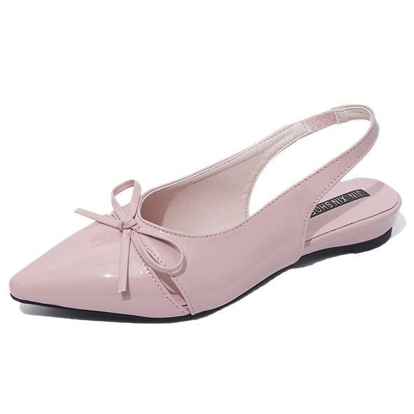 French thick heel nude bow bag head sandals fairy shoes 2025 new spring and summer with skirt pointed single shoes