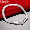 925 Sterling Silver 6mm Flat Snake Chain Bracelet Fashion Wedding Jewelry