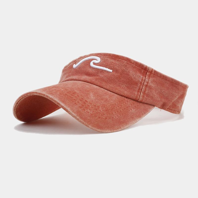 Summer Unstructured Cotton Cap With Embroidered Waves For Men And Women