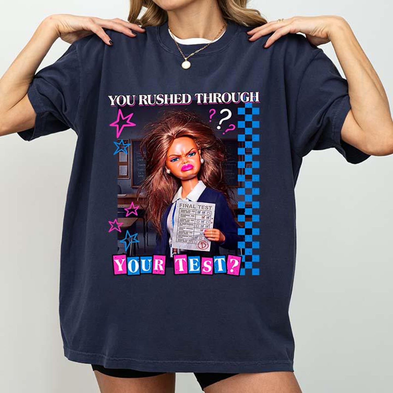 Funny Doll Face Meme You Rushed Through Your Test Funny Test s Day Teacher Meme T-Shirt M