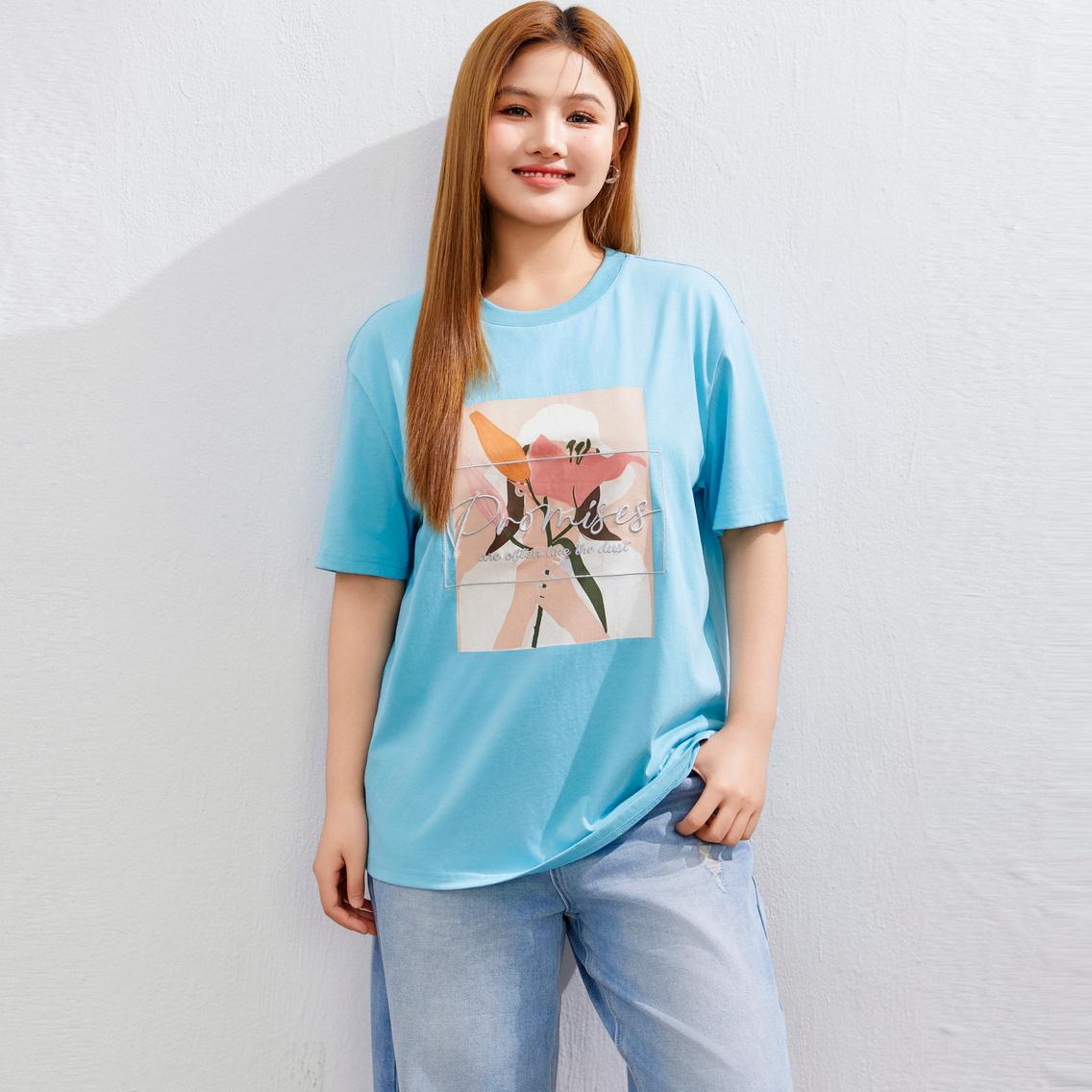 

Летняя хлопковая футболка с графическим принтом, модная повседневная футболка с круглым вырезом и коротким рукавом, женская футболка больших размеров 4XL, 5XL, 6XL, футболки в стиле хип-хоп, синяя уличная одежда