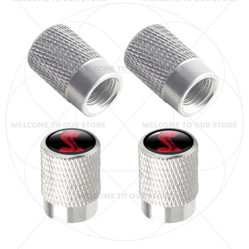 For Ford Shelby Cobra Snake Emblem Focus GT500 GT350 4Pcs Aluminum Car Tire Valve Caps Wheel Stem Air Dust Covers Accessories