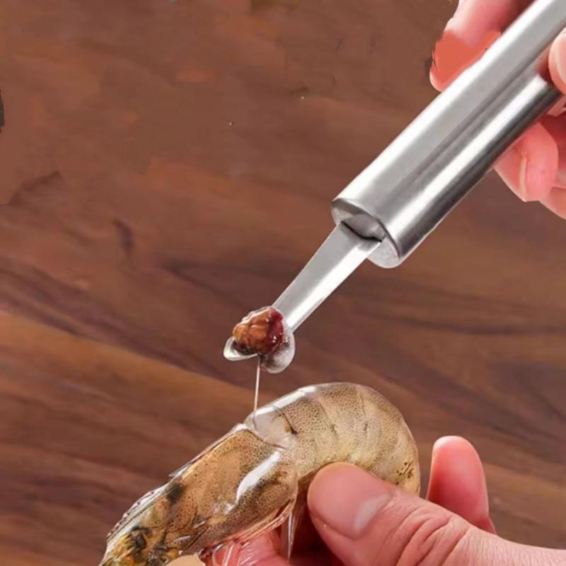Multi-functional Stainless Steel Shrimp Thread Remover, Longan Pit Remover, Longan and Lychee Pit Remover, and Lychee Flesh Scorer
