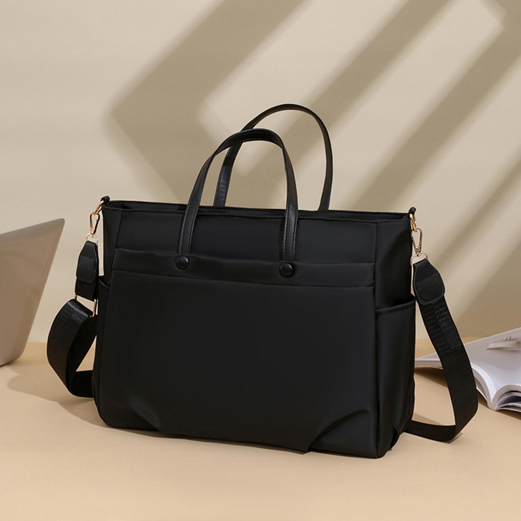 Women Waterproof Laptop Bag Large Capacity Versatile Briefcase Solid Color Leisure Sling Bag Business Meeting Travel Handbag