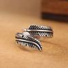 Feather Leaf Ring, Opening Adjustable Retro Old Index Finger Ring, Texture Personalized Ring Ring