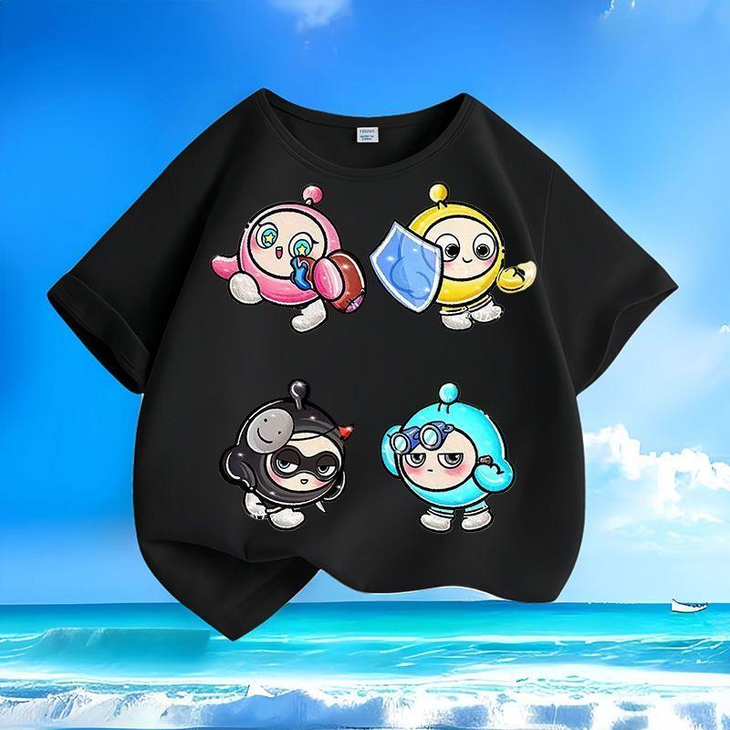 Children's Fashionable Egg-shaped Party T-shirt, Summer Casual Top for Boys and Girls