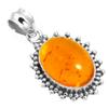 925 Sterling Silver Pendant Women Gemstone Handmade Jewelry Easter Gift Amber Amethyst Black Onyx Carnelian Garnet Quartz Green Onyx Gold Stone