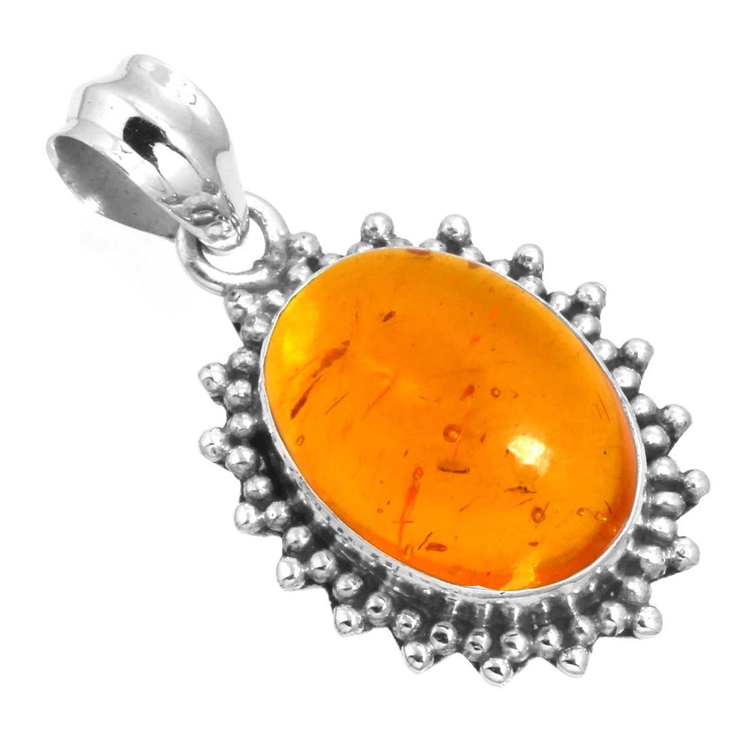 925 Sterling Silver Pendant Women Gemstone Handmade Jewelry Easter Gift Amber Amethyst Black Onyx Carnelian Garnet Quartz Green Onyx Gold Stone