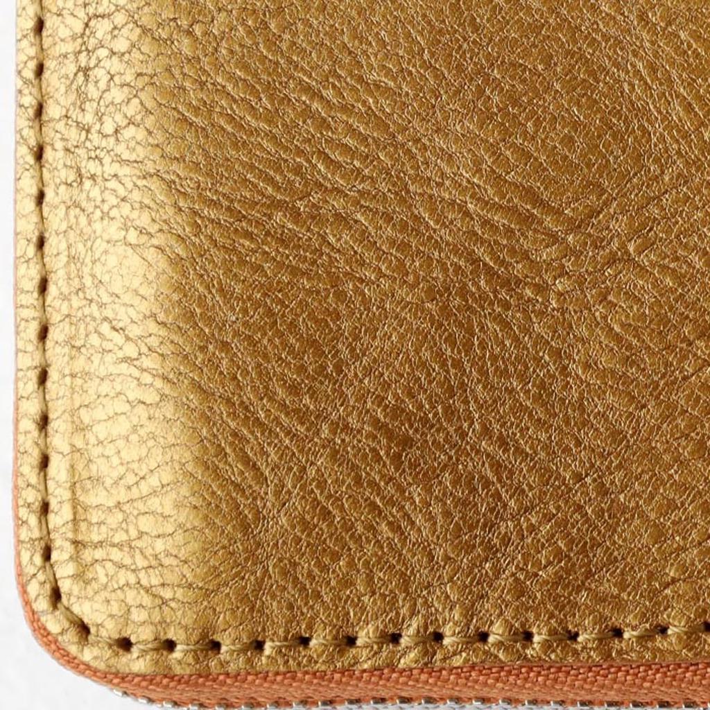Compact Round Zip Wallet Himeji Leather Gold Small Wallet Mini Wallet Mini Does Not Fold Bills Round Compact [Anac] AK22TA-B0005-GLD