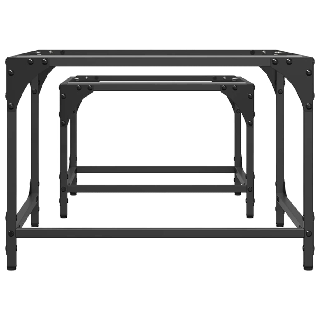  Coffee Tables That Slide Under Each Other, 2 Pcs., Glass Top and Steel