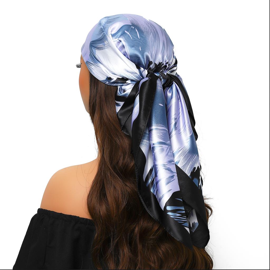 90*90cm Silk Scarf Scarftop Headwraps For Woman Fashion Four Seasons Hair Accessories Hijab Foulard Bandana Femme Headscarf